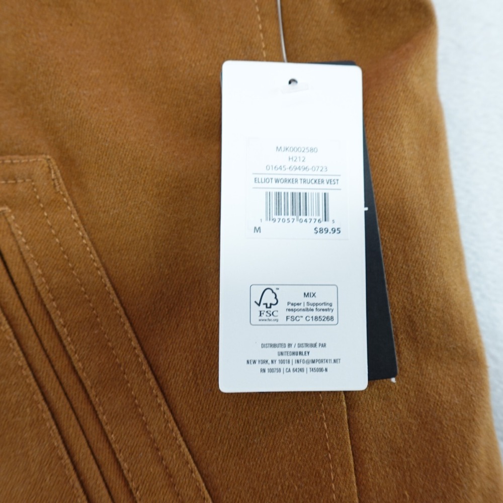 NWT Elliot Sloan/ Ben Grillo Hurley Vest Mens Brown Canvas Pocket Street Dragon - Picture 7 of 16